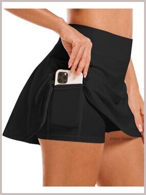 High Waisted Tennis Skort with Pockets Inner Shorts Athletic Skirt Running